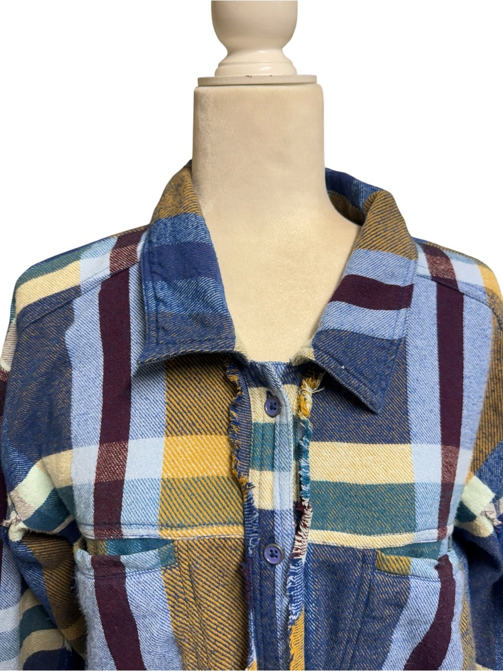 Free People We The Free "So Long Summer" Plaid oversize  granola grunge  S top
